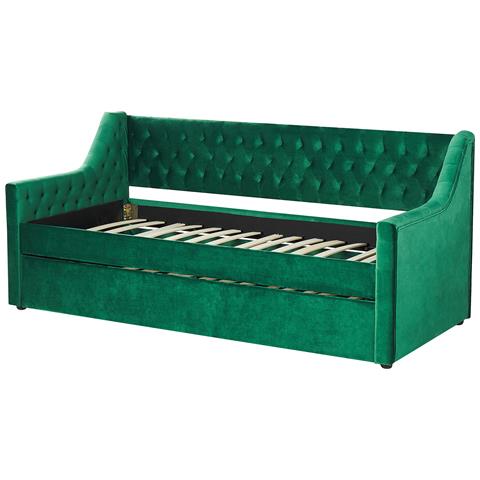 Letto Estraibile Velluto Montargis 90 X 200 Cm Verde Smeraldo - Foto 7