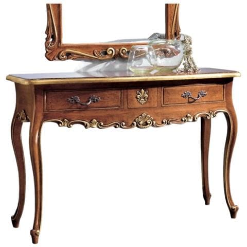 Consolle Classica 3 Cassetti Legno Shabby Oro 130x48x89 - Foto 1