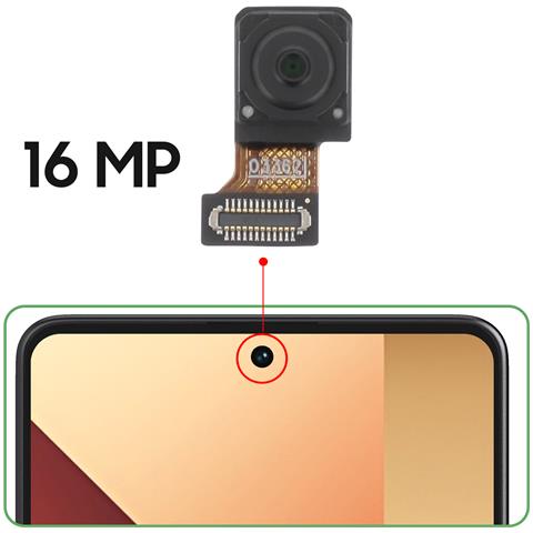 Fotocamera Frontale Per Xiaomi Redmi Note Pro 4g Sensore 16mp, Nero - Foto 2