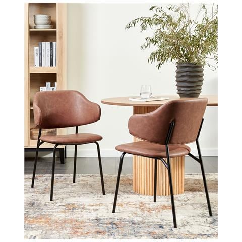 Sedia Da Pranzo Set Di 2 Pelle Sintetica Marrone Kenai - Foto 1