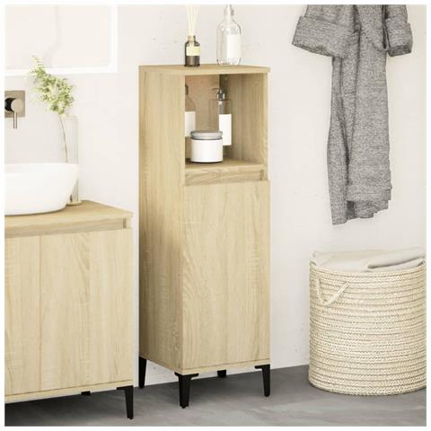 Armadietto Da Bagno Rovere Sonoma 30x30x100cm Legno Multistrato - Foto 1