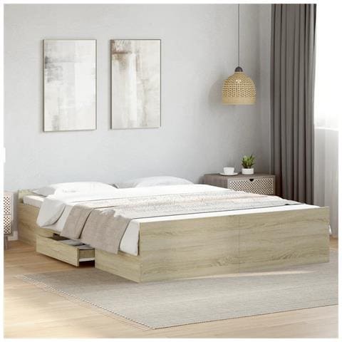 Giroletto Cassetti Rovere Sonoma 140x200 Cm Legno Multistrato - Foto 1