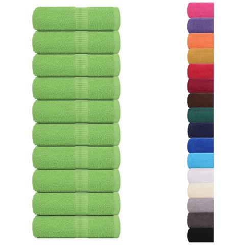Asciugamani Ospiti 10 Pz Verde Mela 30x50 Cm 360 G /m Cotone - Foto 2