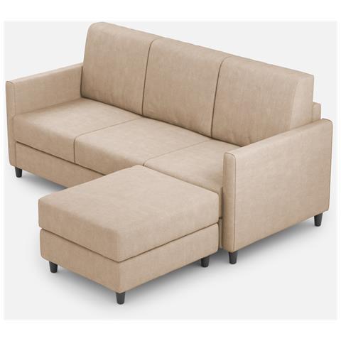 Divano Karay 3 Posti (tre Sedute Da 60cm) + Pouf Misure Esterne L. 198 P. 155 Colore Beige - Foto 1