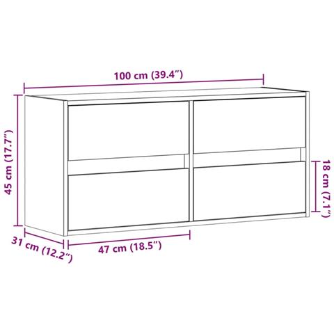 Mobile TV a Parete con Luci LED Rovere Marrone 100x31x45 cm - Foto 2