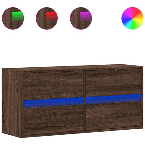 Mobile TV a Parete con Luci LED Rovere Marrone 100x31x45 cm - Foto 1