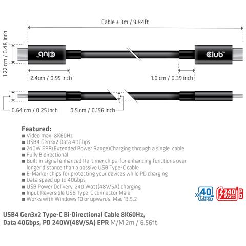 CAC-1579 cavo USB USB4 Gen 3x2 3 m USB C Nero - Foto 2