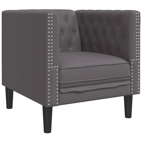 Poltrona Chesterfield Grigia In Similpelle - Foto 2