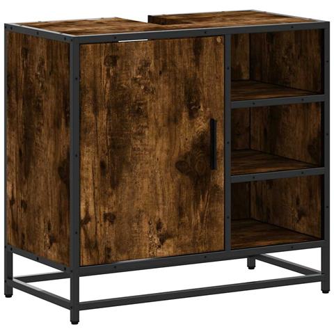 Armadietto Bagno Rovere Fumo 65x33x60 Cm In Legno Multistrato - Foto 2