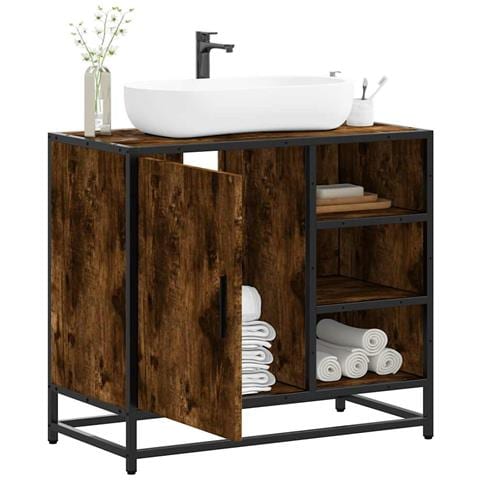 Armadietto Bagno Rovere Fumo 65x33x60 Cm In Legno Multistrato - Foto 1