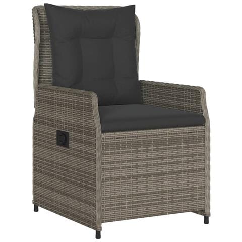 Set Da Pranzo Da Giardino 5 Pz Con Cuscini In Polyrattan Grigio - Foto 3