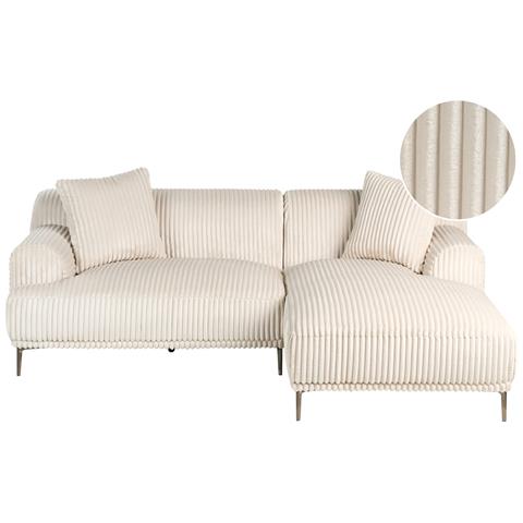 Divano Angolare Stenum Velluto A Coste Bianco Sporco Lato Sinistro - Foto 2