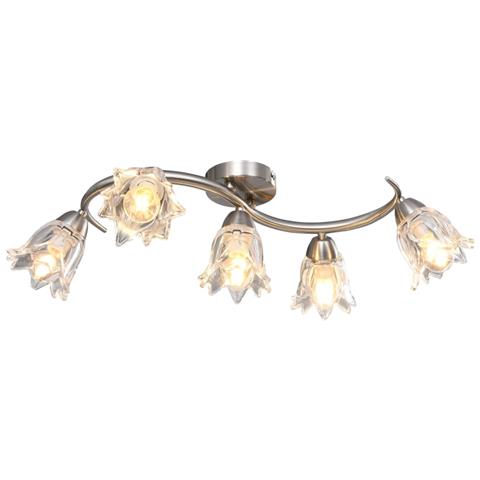 Lusso Casadino - Lampadario Con Paralumi In Vetro Per 5 Lampadine E14 Tulipano - Foto 2