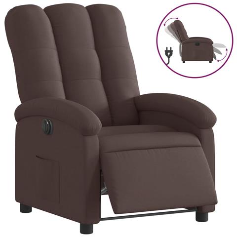 Poltrona Elettrica Reclinabile Marrone Scuro In Tessuto - Foto 1