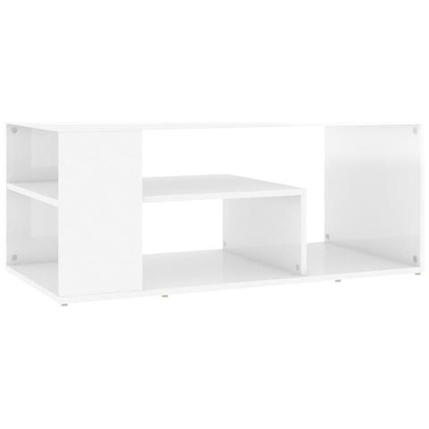 Lusso Casadino -  Tavolino Da Salotto Bianco Lucido 100x50x40cm Legno Multistrato - Foto 1