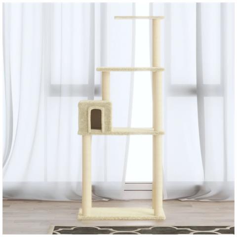 Lusso Casadino - Albero Per Gatti Con Tiragraffi In Sisal Crema 147 Cm - Foto 8