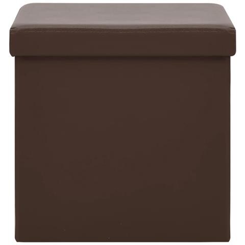 Lusso Casadino -  Sgabello Con Contenitore Pieghevole Marrone In Pvc - Foto 2