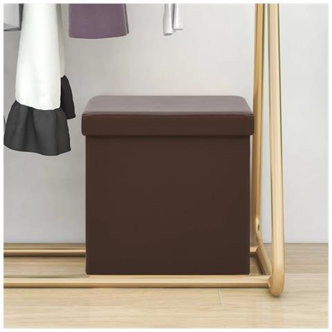 Lusso Casadino -  Sgabello Con Contenitore Pieghevole Marrone In Pvc - Foto 8