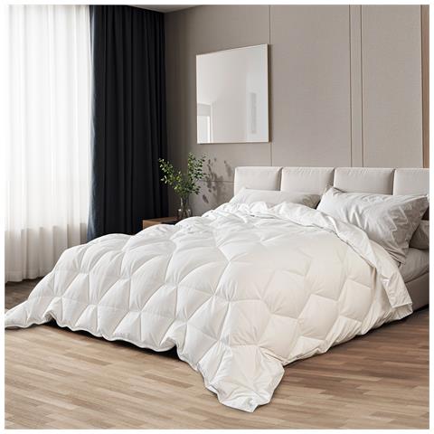 Piumino Invernale 200x220 Cm 400 Gr | Imbottitura In Ovatta Soft | Microfibra Anallergica Bianca | Letto Una Piazza E Mezza - Foto 1
