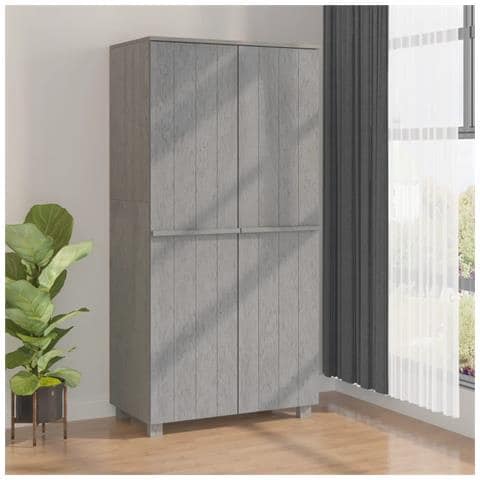 Armadio Hamar Grigio Chiaro 89x50x180 Cm Legno Massello Di Pino - Foto 8