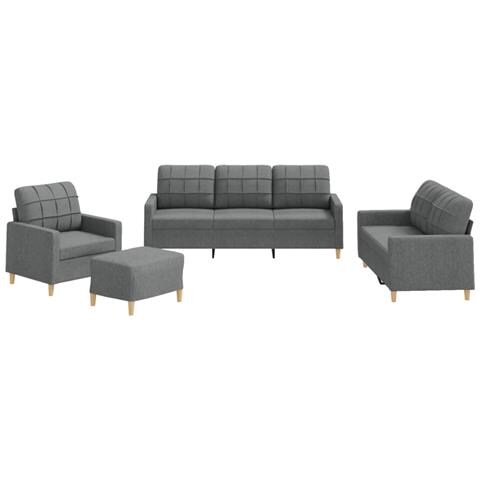 Set di Divani 4 pz con Cuscini Grigio Scuro in Tessuto - Foto 1