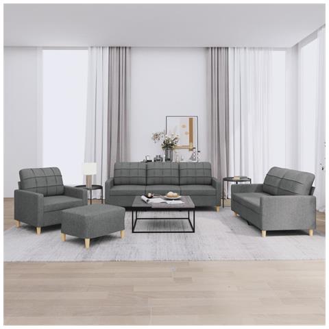 Set di Divani 4 pz con Cuscini Grigio Scuro in Tessuto - Foto 2