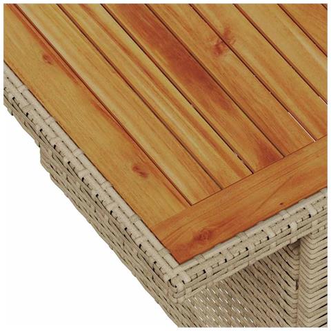 Set da pranzo da giardino 7 pezzi con cuscini beige in polirattan e acacia - Foto 9