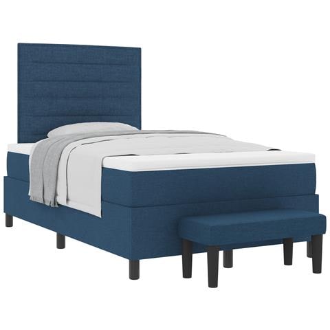 Letto a Molle con Materasso & Panchina Blu 120x190 cm Tessuto - Foto 1