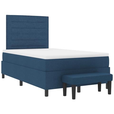 Letto a Molle con Materasso & Panchina Blu 120x190 cm Tessuto - Foto 8