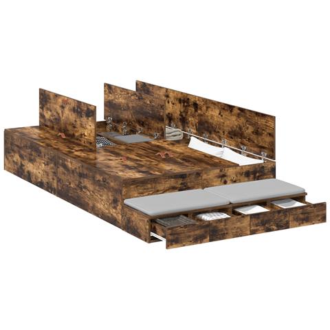 Struttura letto con contenitore con cassetto Rovere fumé 120 cm - Foto 1