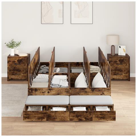 Struttura letto con contenitore con cassetto Rovere fumé 120 cm - Foto 2