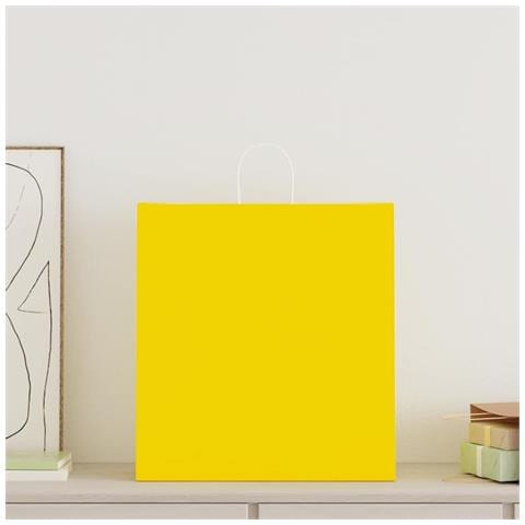 Sacchetti di Carta 250 pz con Manici Gialli 45x17x48 cm - Foto 2