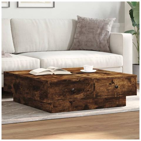 Tavolino da Salotto Rovere Fumo 90x90x28 cm Legno Multistrato - Foto 2