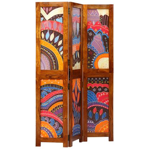 Divisore per Stanze 3 Pannelli Marrone Miele 35x1.5x160 cm Legno Massiccio Acacia - Foto 2