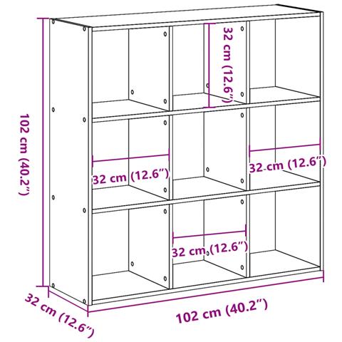 Libreria Rovere Fumo 102x32x102 cm in Legno Multistrato - Foto 9