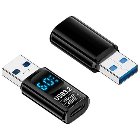 Adattatore Da Usb-a Maschio A Type-c Femmina Con Display Digitale - Nero (confezione Da 2) - Foto 1