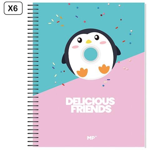Pack 6 Unità Quaderno Rigido A4 120 Fogli Gratta Design Delicious Friends Pinguino - Foto 1