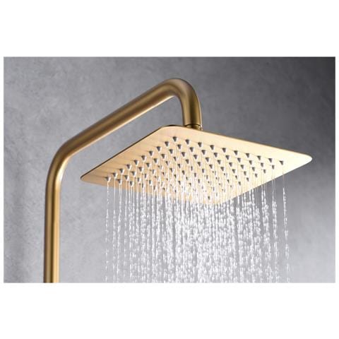 Imex Colonna Doccia Monocomando Oro Spazzolato In Ottone E Acciaio Inox S304 Con Soffione Extra Piatto Ø20 Cm Anticalcare Asta Doccia Estensibile Cartuccia Ceramica Ø35 Mm Tubo Flessibile Pvc 15 - Foto 5
