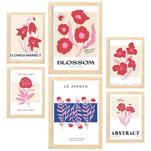 Set Di 6 Stampe Fiori Che Sbocciano, Stampe Naturalistiche E Botaniche Per L'interior Design A3 & A4 Telaio In Legno Chiaro - Foto 1