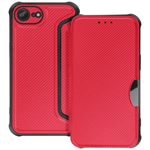 Custodia A Libro Per Iphone 16e Finitura Carbonio Con Portacarte - Foto 1