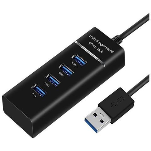 Hub Usb 3.0 A 4 Porte Con Indicatore Led E Cavo Da 1,5 M - Nero - Foto 1