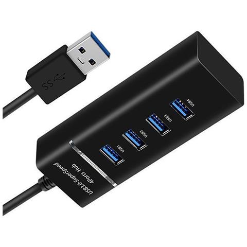 Hub Usb 3.0 A 4 Porte Con Indicatore Led E Cavo Da 1,5 M - Nero - Foto 2