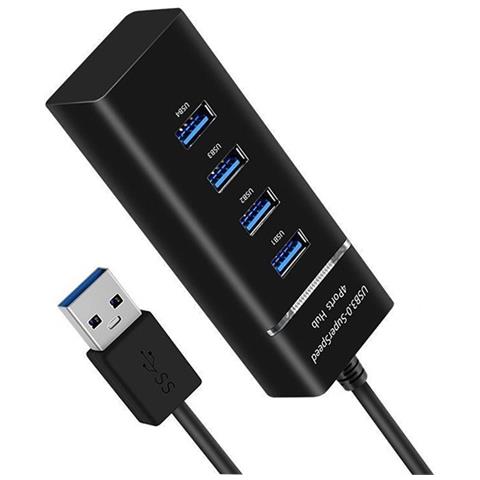 Hub Usb 3.0 A 4 Porte Con Indicatore Led E Cavo Da 1,5 M - Nero - Foto 3