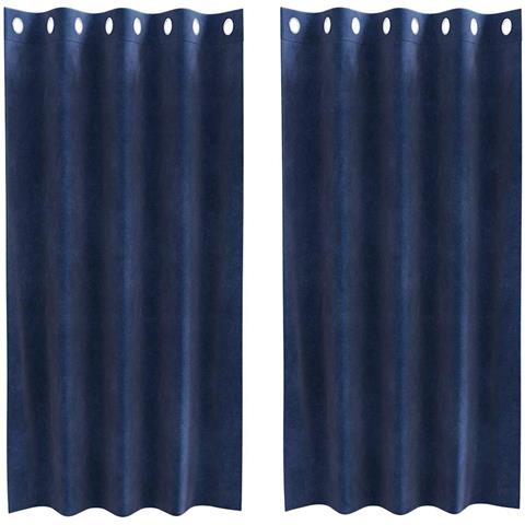 Tende con tende 2 pcs Blu scuro 140 x 175 cm Velluto - Foto 1