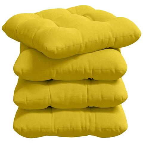 Cuscini per Seduta 4 pcs Giallo Chiaro 40 x 40 x 12 cm Tessuto - Foto 1