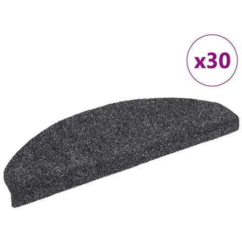 Tappetini per scale autoadesivi 30 pz 65x21x4 cm Grigio scuro Semicircolari Grandi - Foto 1