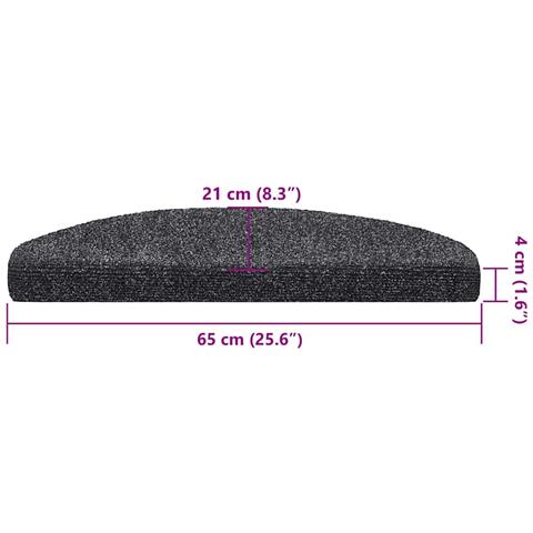 Tappetini per scale autoadesivi 30 pz 65x21x4 cm Grigio scuro Semicircolari Grandi - Foto 8