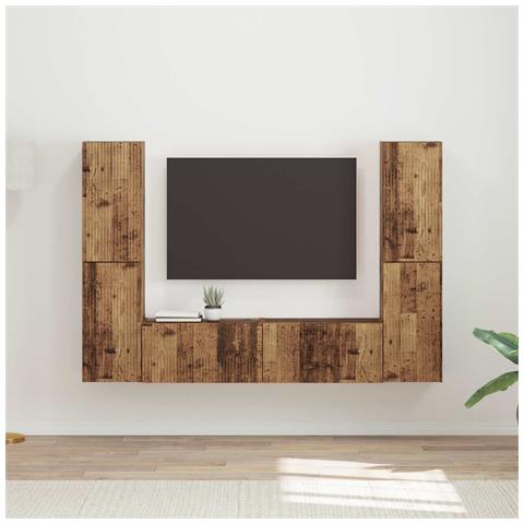 Set mobile TV 6 pcs Legno vecchio Legno multistrato - Foto 2