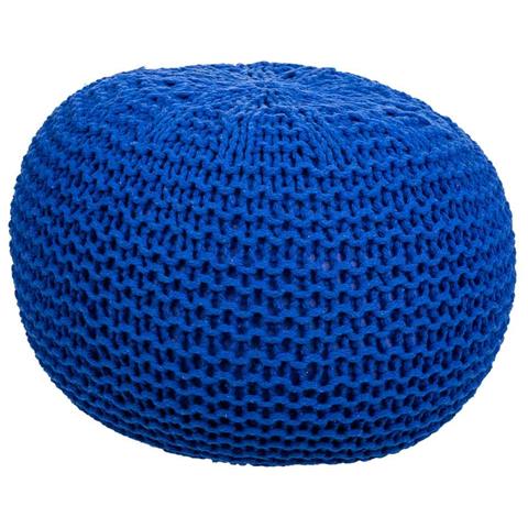 Pouf In Cotone Intrecciato Blu 38x38x28h - Foto 1