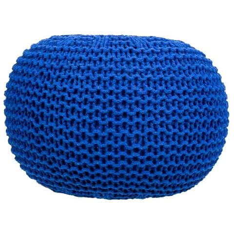 Pouf In Cotone Intrecciato Blu 38x38x28h - Foto 2